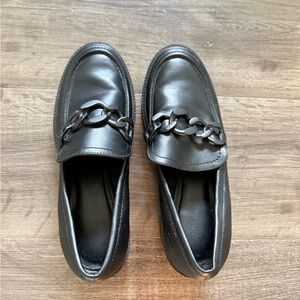 Call It Spring Black Loafers with Chain Accent